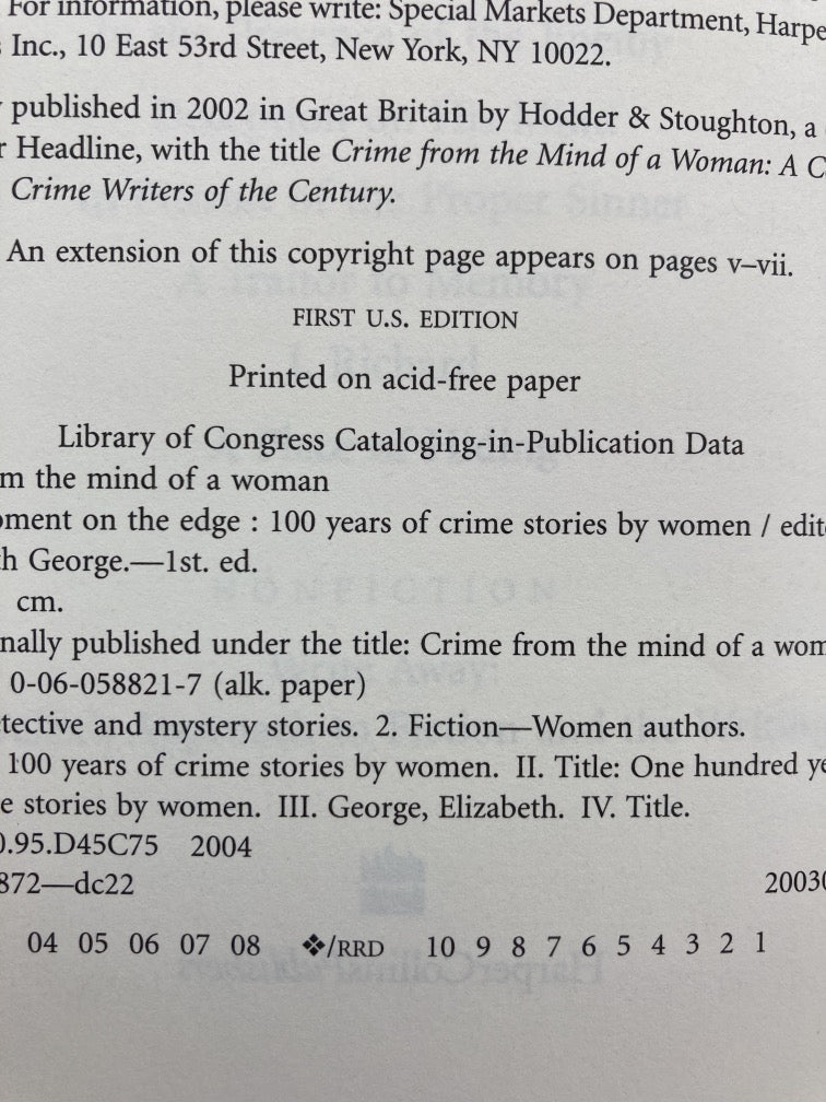 A Moment on the Edge: 100 Years of Crime Stories by Women
