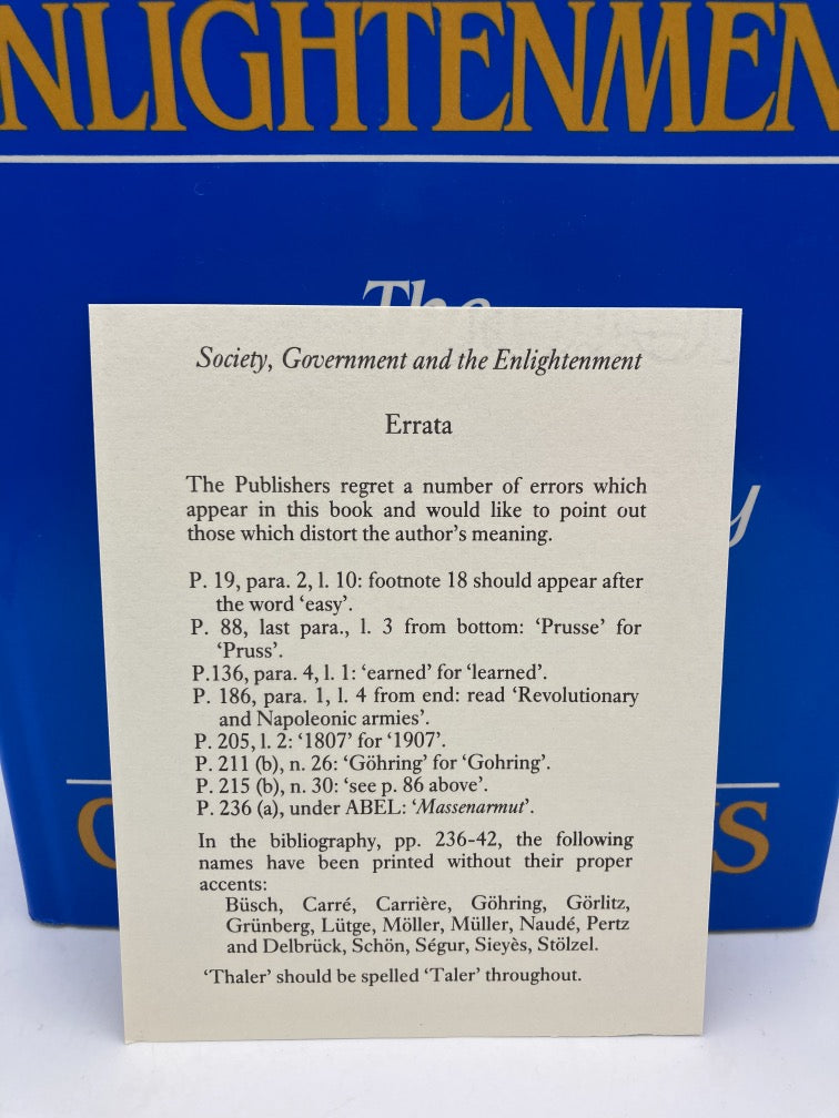 Society, Government and the Enlightenment