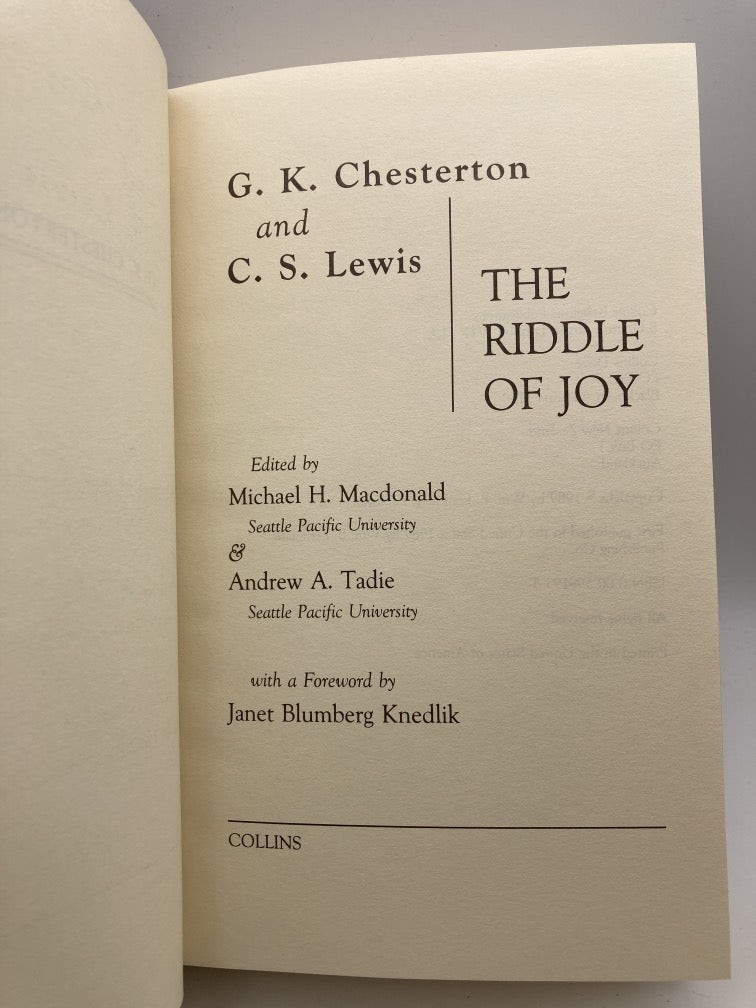 The Riddle of Joy: G.K. Chesterton and C.S. Lewis
