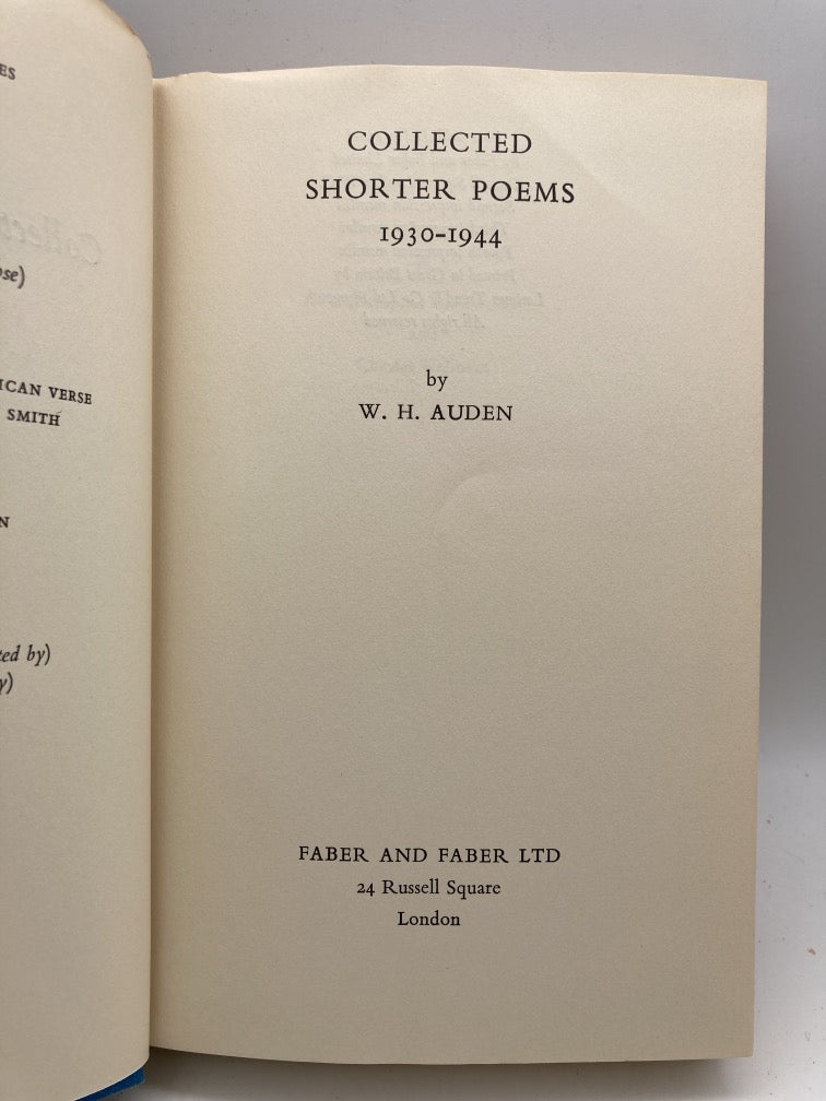 W.H. Auden: Collected Shorter Poems 1930-1944