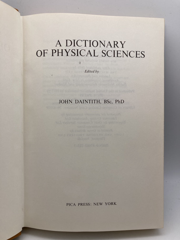 A Dictionary of Physical Sciences