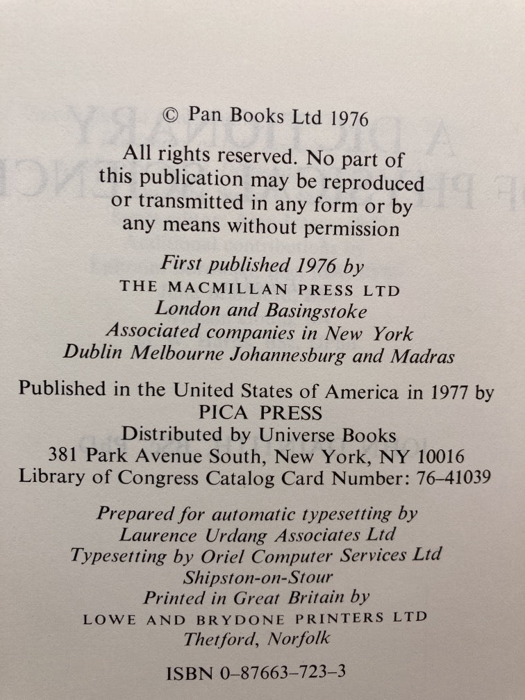 A Dictionary of Physical Sciences