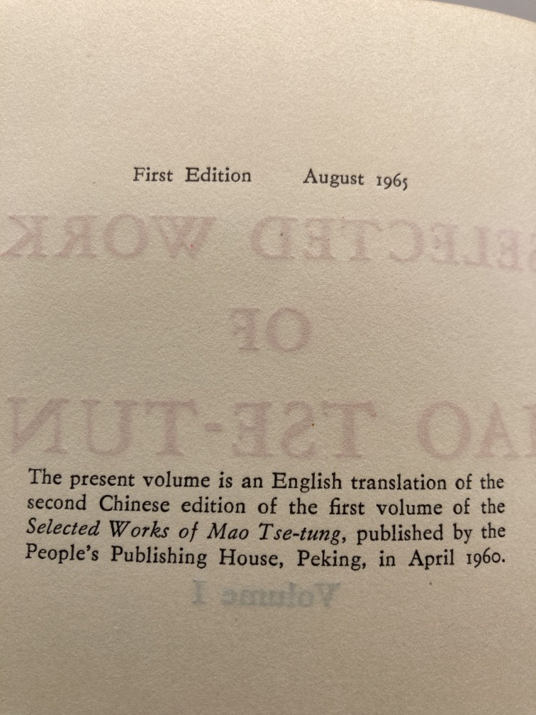Selected Works of Mao Tse-Tung: Volume 1