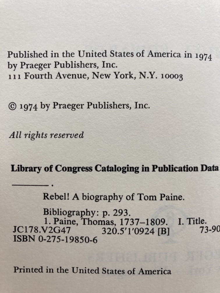 Rebel! A Biography of Tom Paine