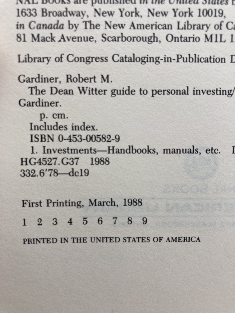 The Dean Witter Guide to Personal Investing