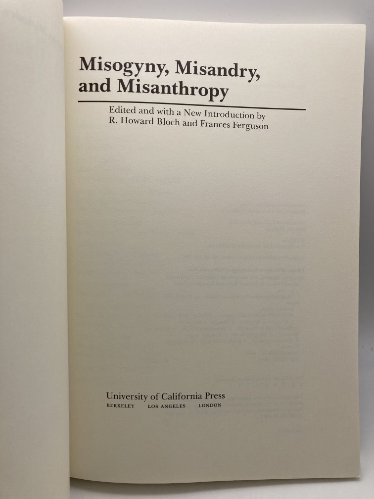 Misogyny, Misandry, and Misanthropy