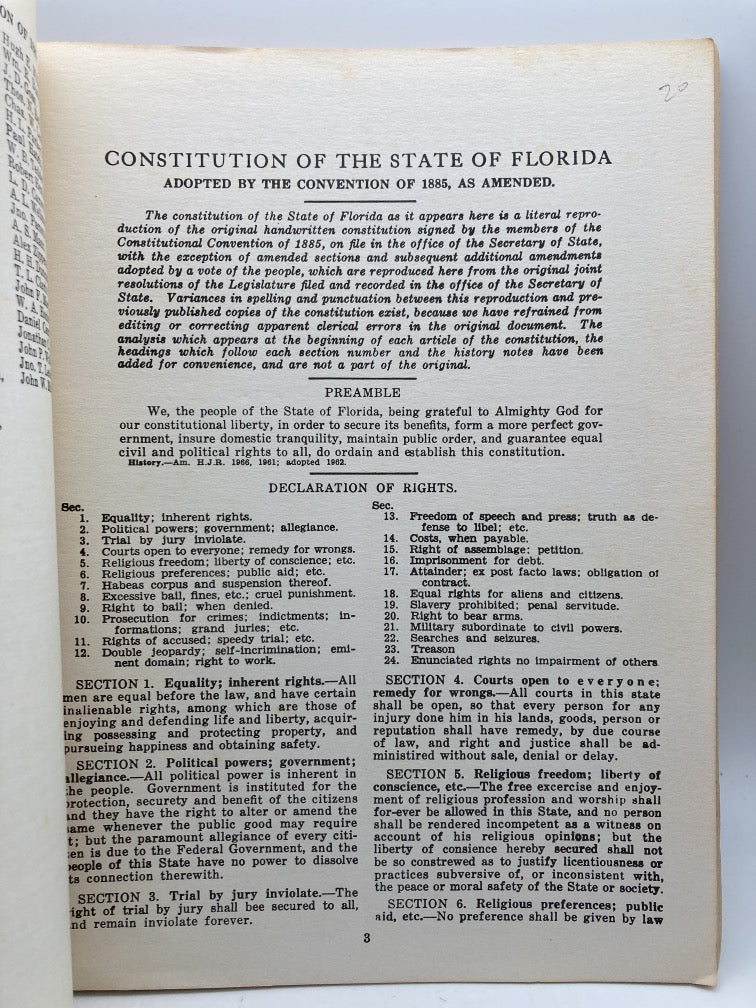 Constitution of the State of Florida: April 15, 1965