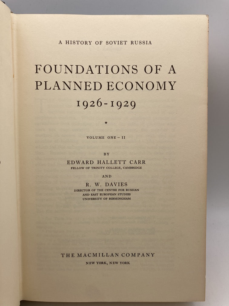 Foundations of a Planned Economy 1926-1929: A History of Soviet Russia (Volume One: Part 2)