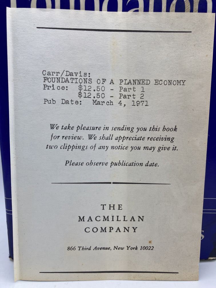 Foundations of a Planned Economy 1926-1929: A History of Soviet Russia (Volume One: Part 2)