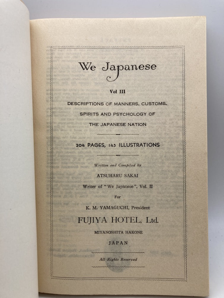 We Japanese Book 3: Descriptions of Manners, Customs, Spirits and Psychology of the Japanese Nation (Signed)