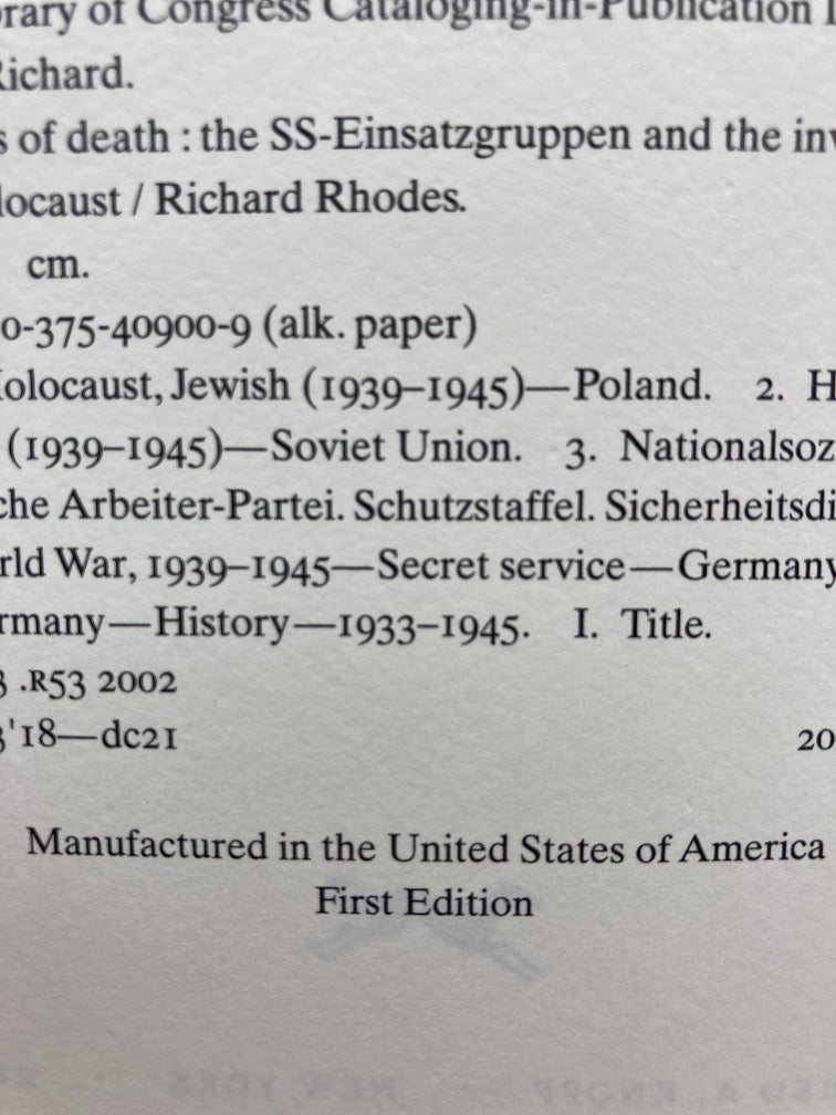 Masters of Death: The SS Einsatzgruppen and the Invention of the Holocaust