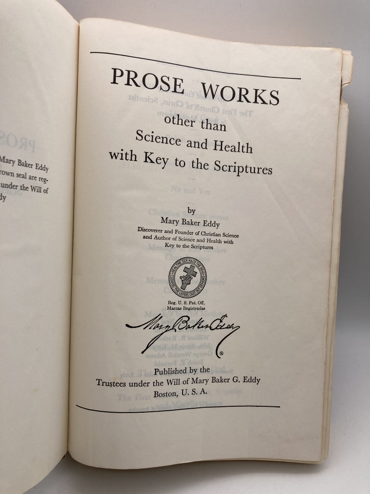 Prose Works Other than Science and Health with Key to the Scriptures