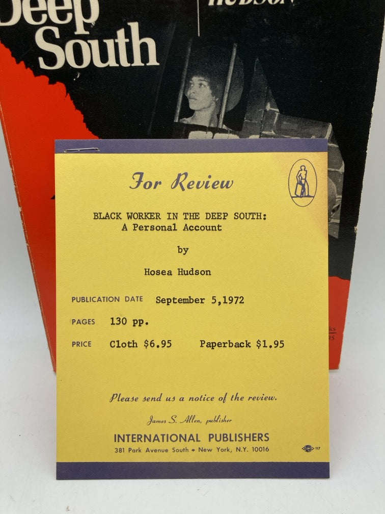 Black Worker in the Deep South: A Personal Account by Hosea Hudson