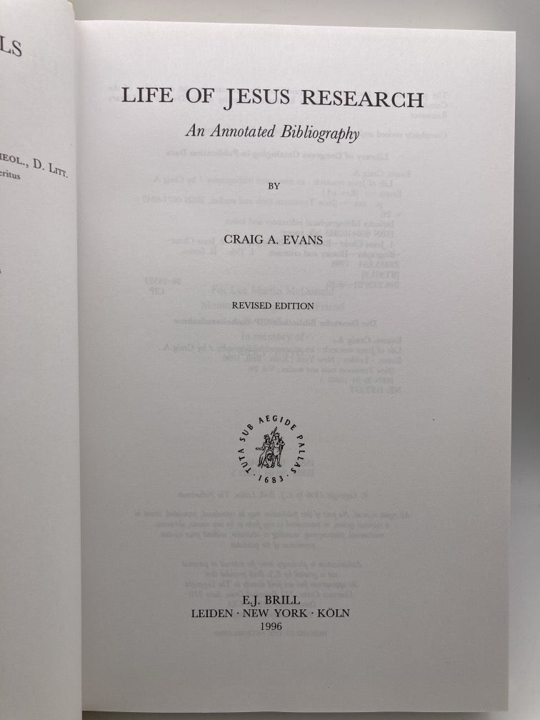 Life of Jesus Research: An Annotated Bibliography