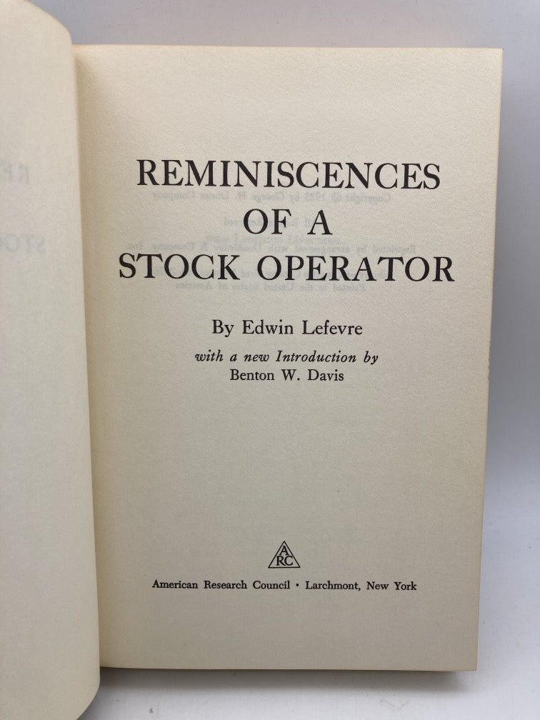 Reminiscences of a Stock Operator