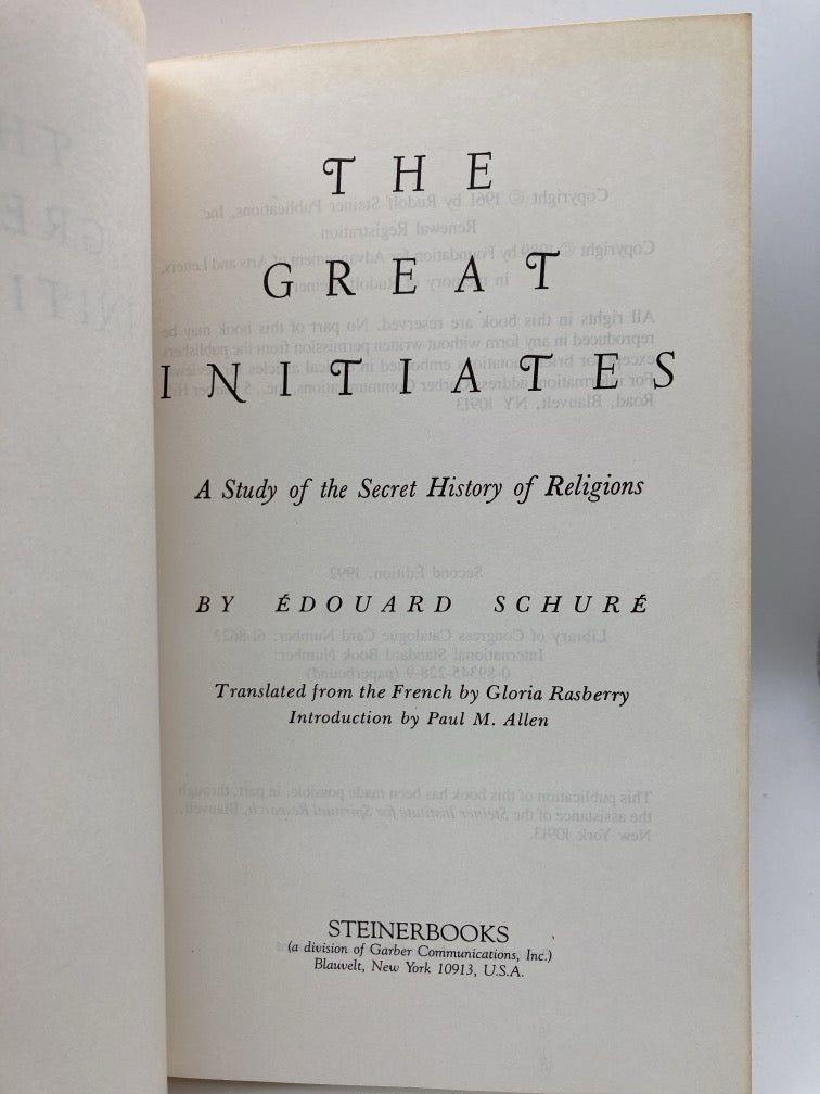 The Great Initiates: A Study of the Secret History of Religions
