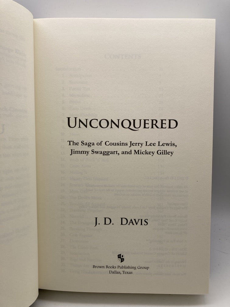 Unconquered: The Safa of Cousins Jerry Lee Lewis, Jimmy Swaggart and Mickey Gilley (signed by Mickey Gilley)