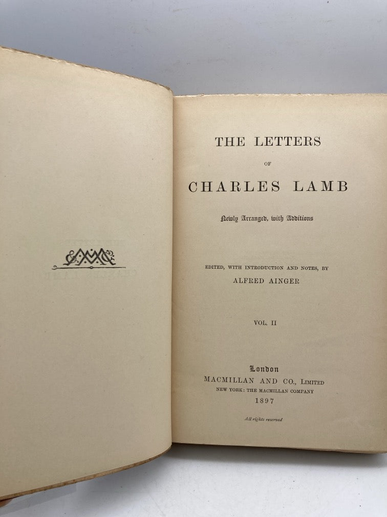 The Letters of Charles Lamb: Newly Arranged, with Additions (2 Volume Set)