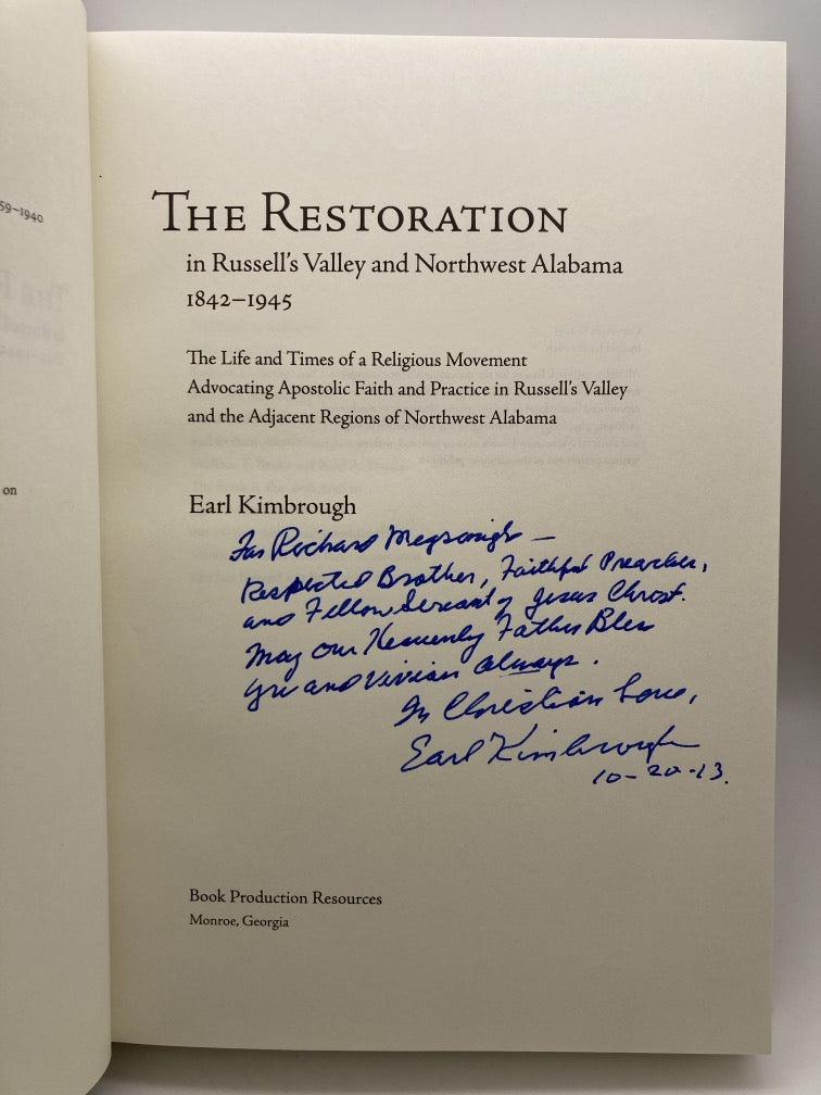 The Restoration in Russell's Valley and Northwest Alabama 1842-1945