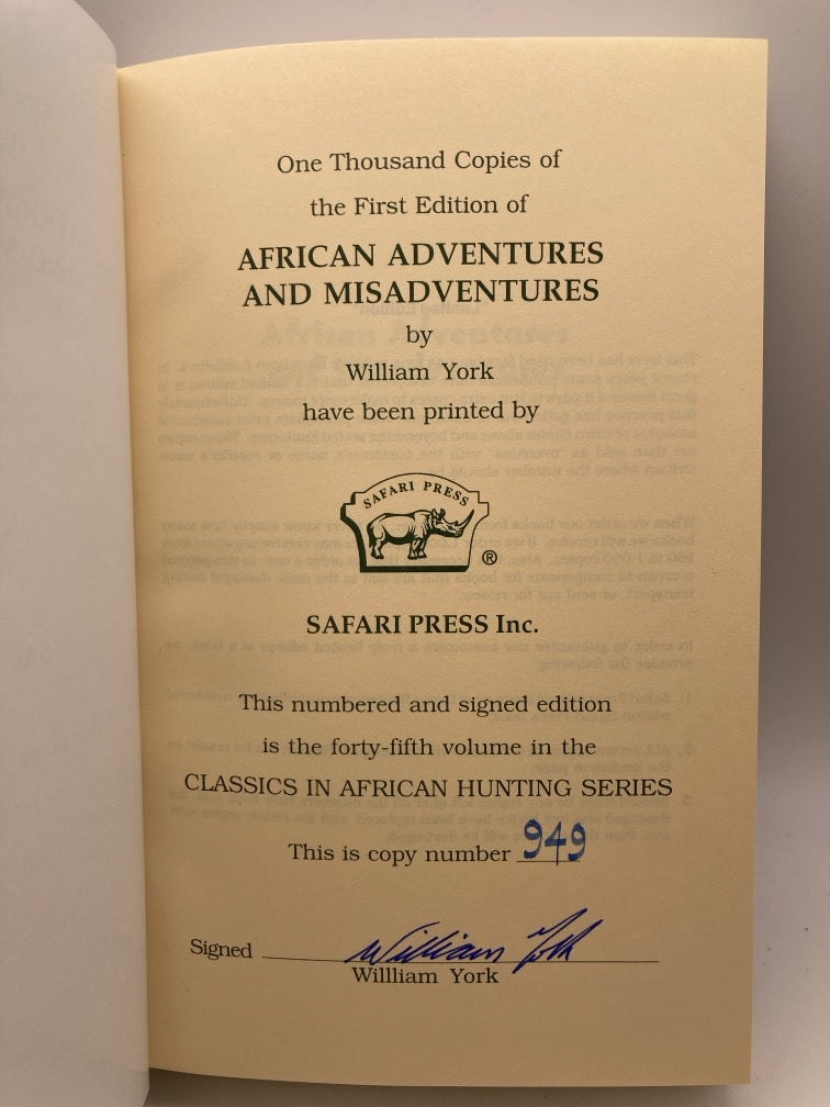 African Adventures and Misadventures (Safari Press signed & numbered first edition)