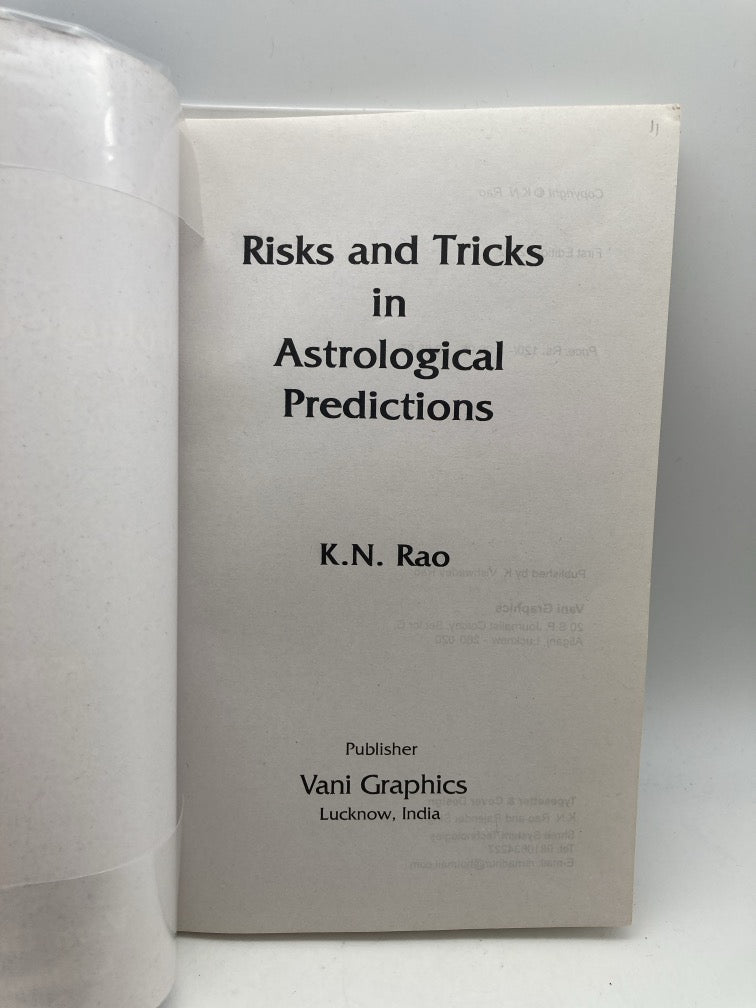 Risk and Tricks in Astrological Predictions: Hindu Astrology Series