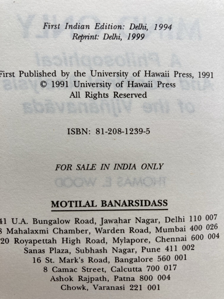 Mind Only: A Philosophical and Doctrinal Analysis of the Vunanavada