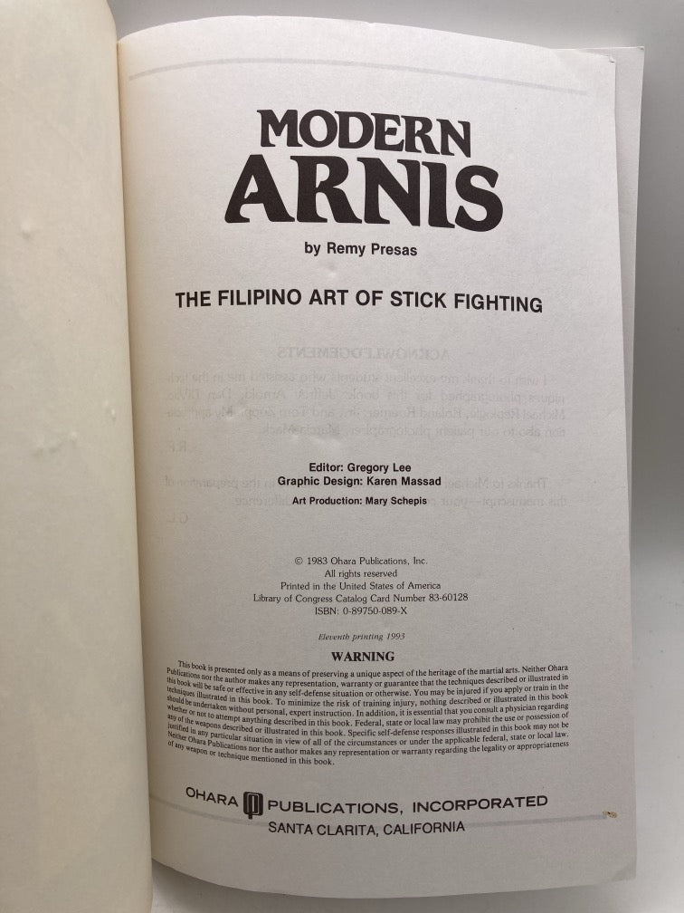 Modern Arnis: The Filipino Art of Stick Fighting