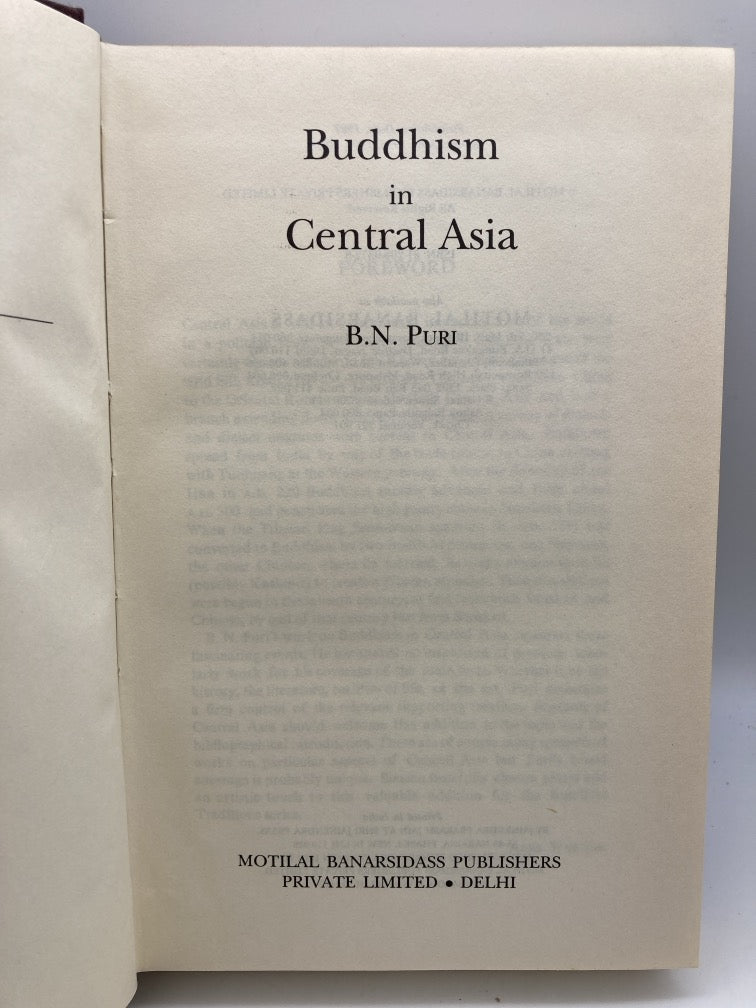 Buddhism in Central Asia (Buddhist Tradition Series)