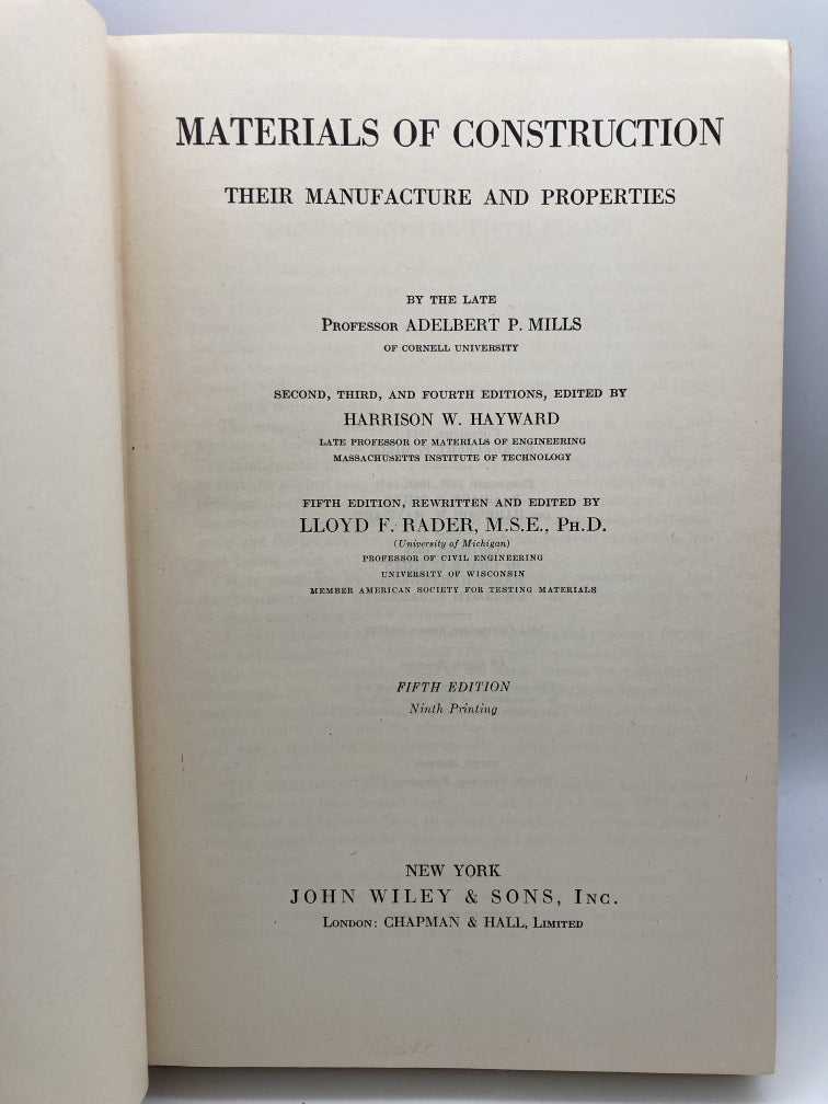 Materials Of Construction: Their Manufacture and Properties