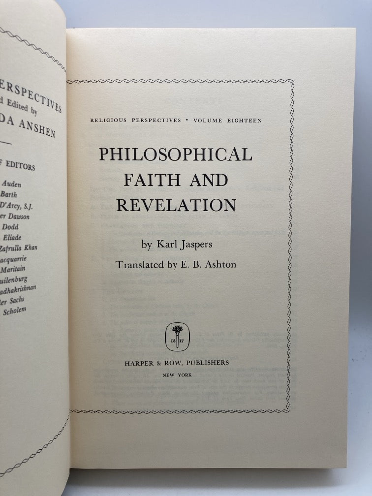 Philosophical Faith and Relevation (Religious Perspectives Series)