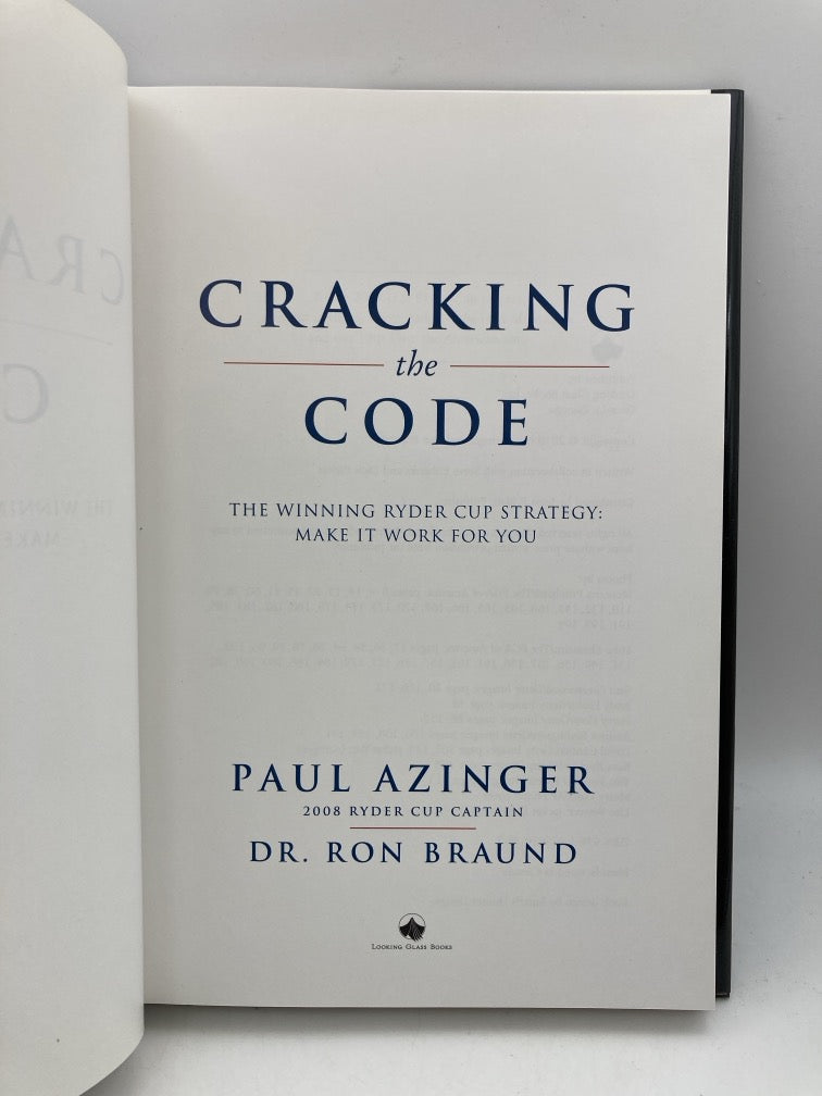 Cracking the Code: The Winning Ryder Cup Stratey (Signed)