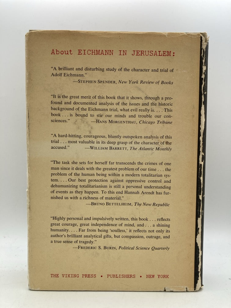 Eichmann in Jerusalem: A Report on the Banality of Evil