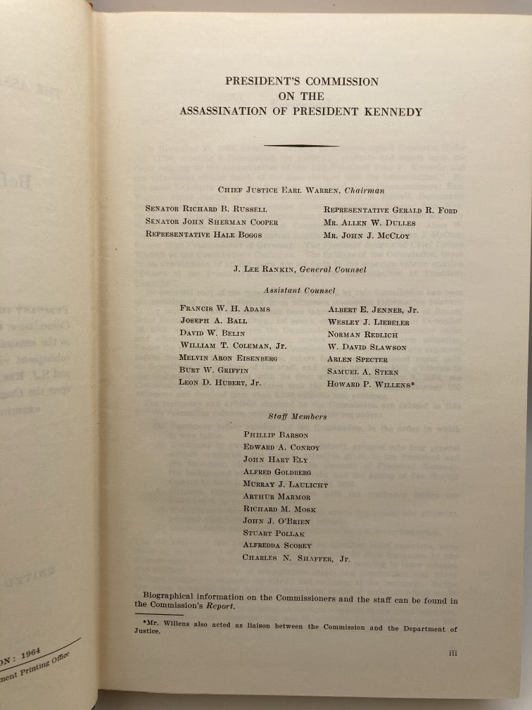 Hearings Before the President's Commission on the Assassination of President John F. Kennedy (26 Volume Set)