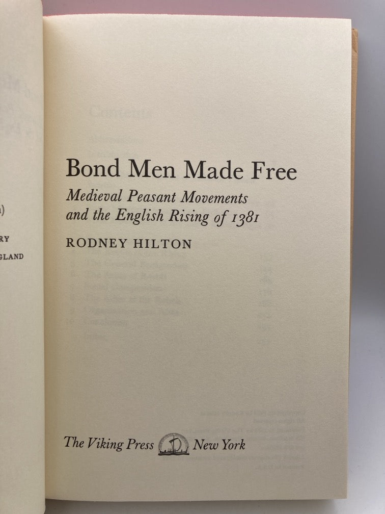 Bond Men Made Free: Medieval Peasant Movements and the English Rising of 1381
