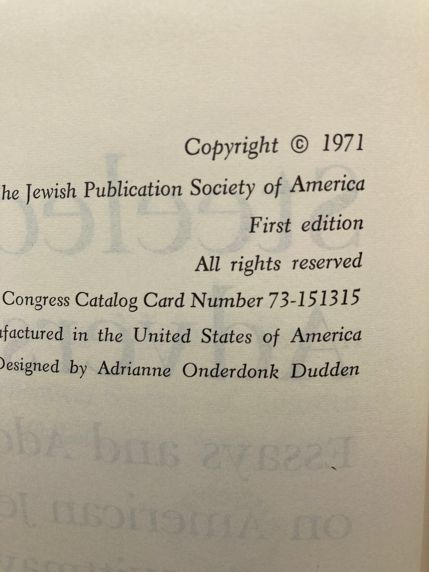 Steeled by Adversity: Essays and Addresses on American Jewish Life