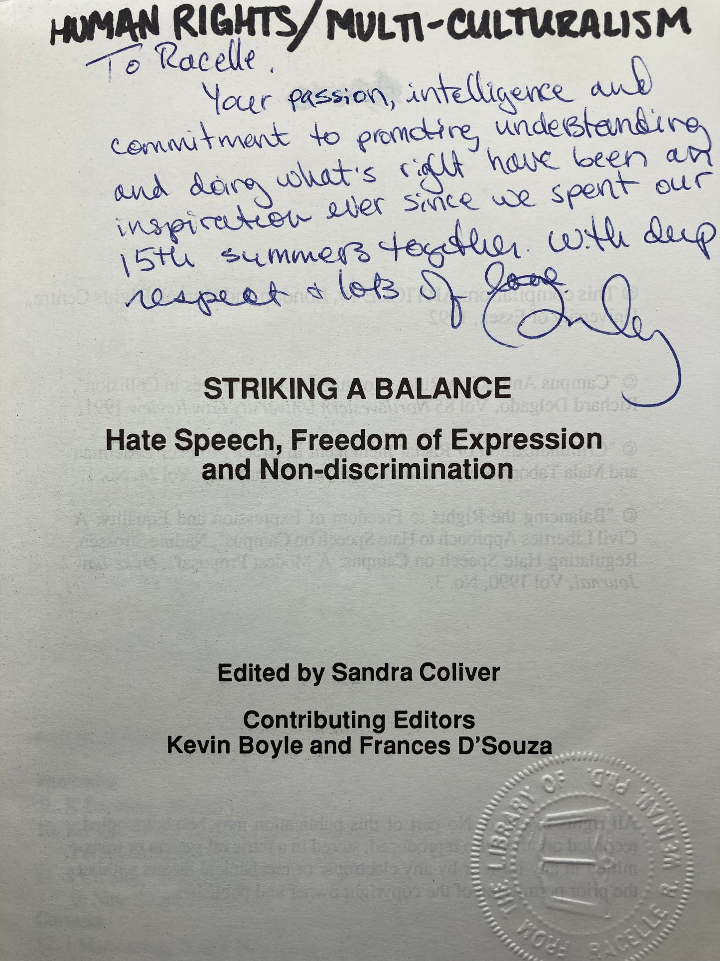 Striking a Balance: Hate Speech, Freedom of Expression and Non-Discrimination