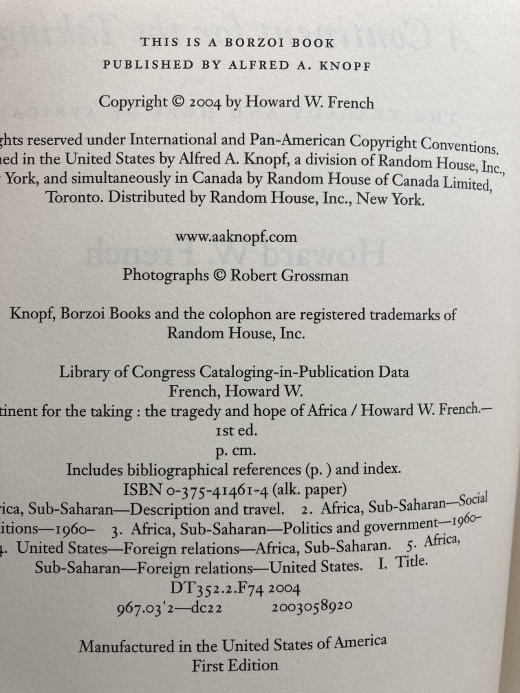 A Continent for the Taking: The Tragedy and Hope of Africa