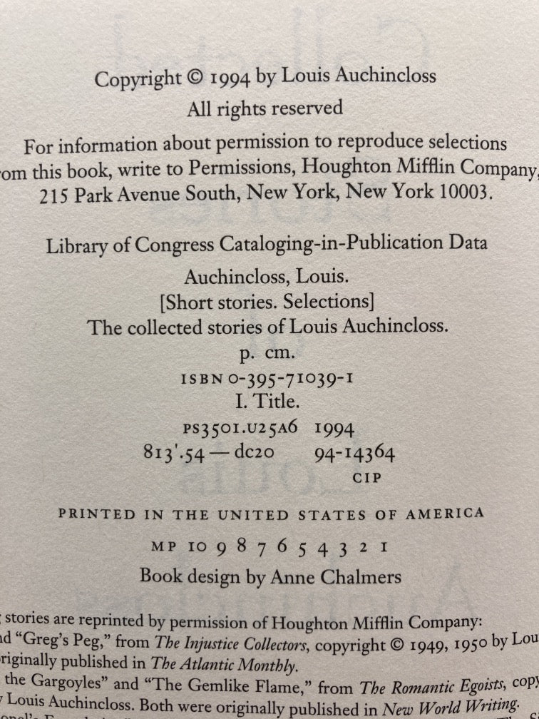 The Collected Stories of Louis Auchincloss