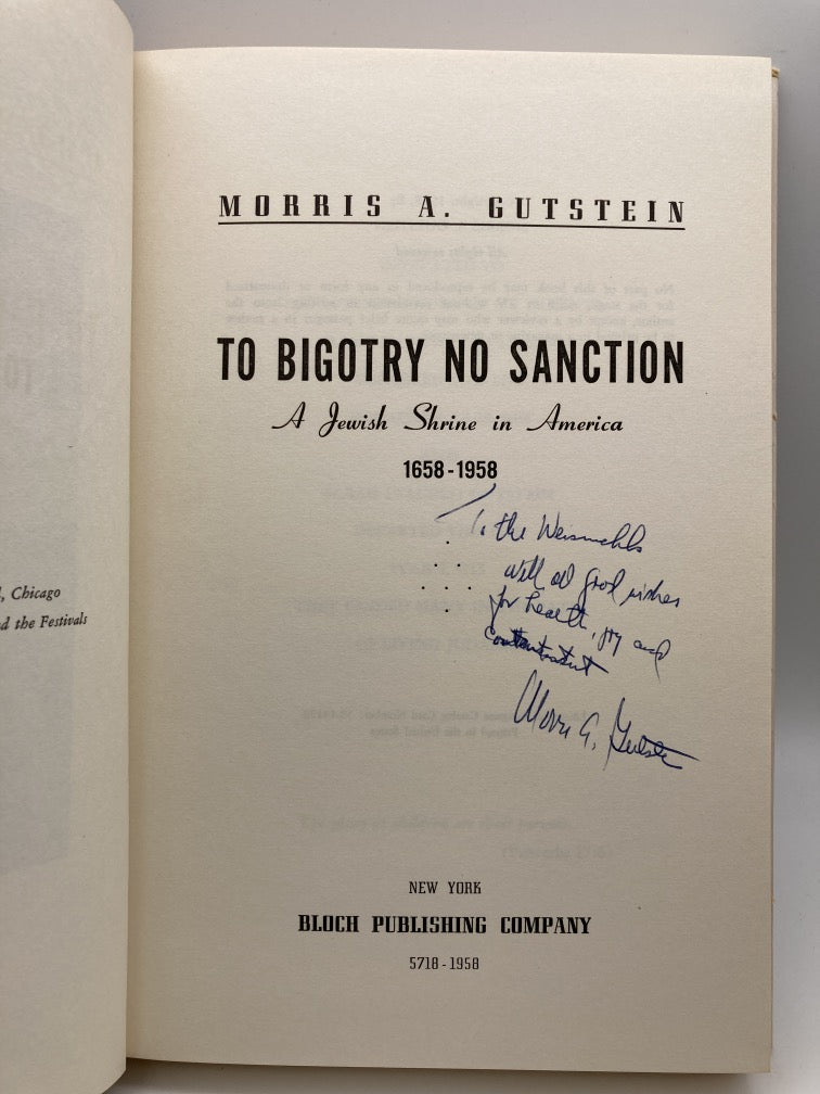 "To Bigotry No Sanction" A Jewish Shrine in America