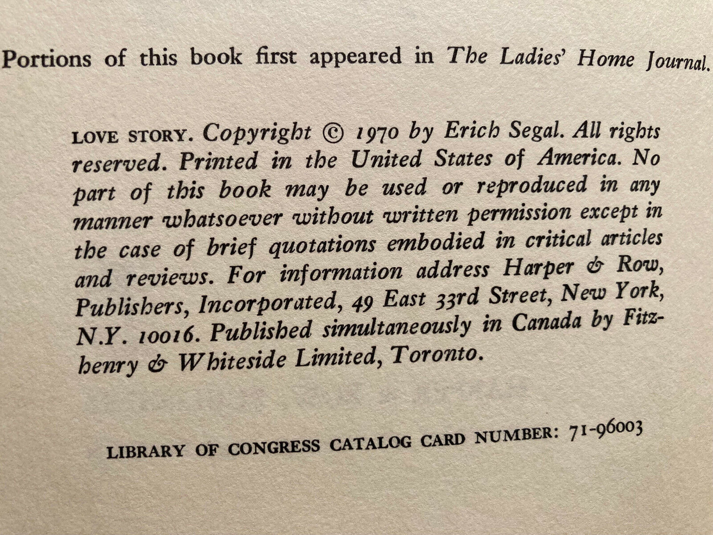 Love Story | 1970 First Edition