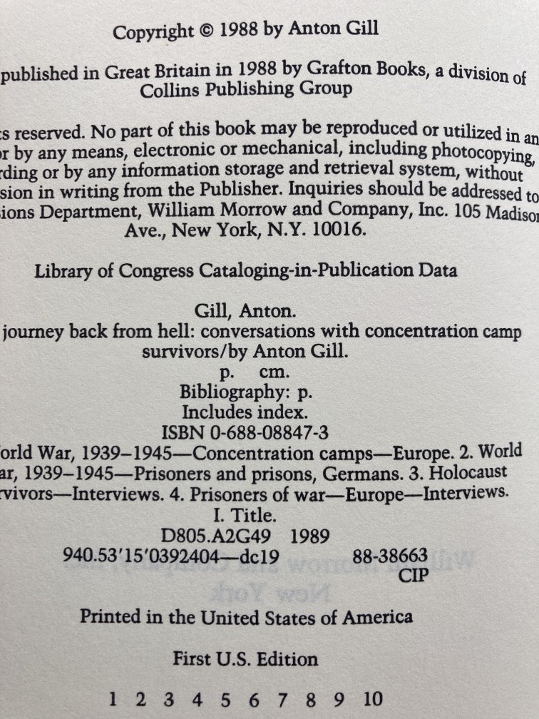 The Journey Back from Hell: An Oral History -- Conversations With Concentration Camp Survivors