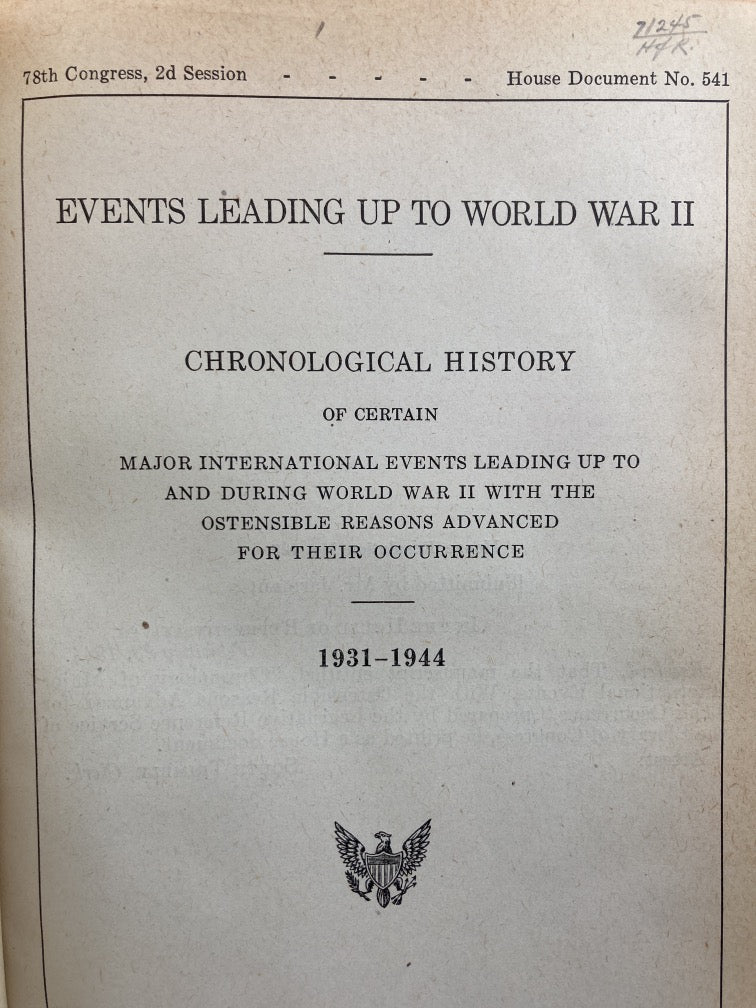 Events Leading Up to World War II: Chronological History 1931-1944