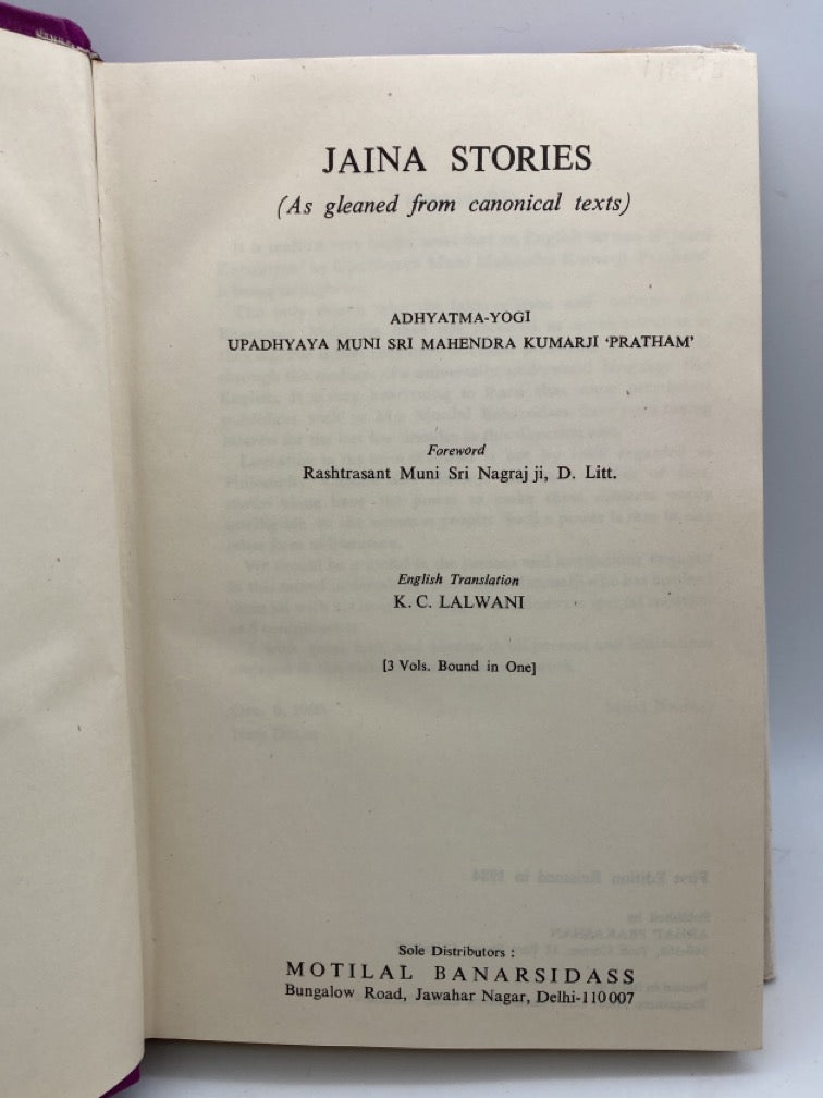 Jaina Stories (As Gleaned from Canonical Texts)