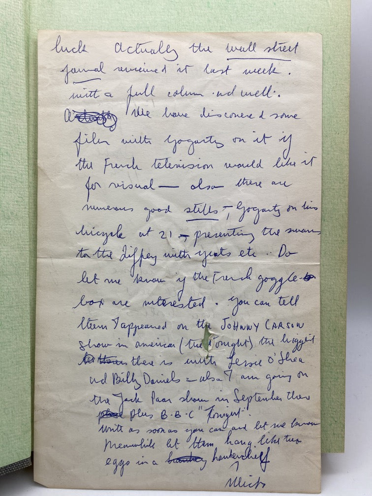 Oliver St. John Gogarty: A Poet and His Times (with letter written by author)