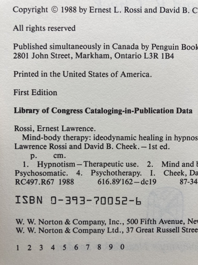 Mind-Body Therapy: Methods of Ideodynamic Healing in Hypnosis