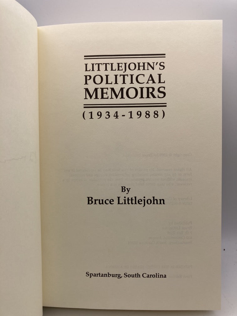 Littlejohn's Political Memoirs (1934-1988)