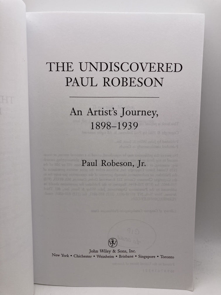 The Undiscovered Paul Robeson: An Artist's Journey 1898-1939 (Advance Uncorrected Proof)