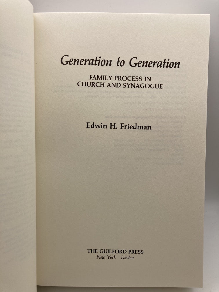 Generation to Generation: Family Process in Church and Synagogue