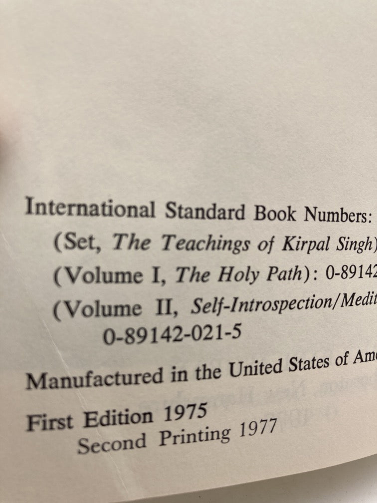 Self-Introspection & Meditation: he Teachings of Kirpal Singh Volume II