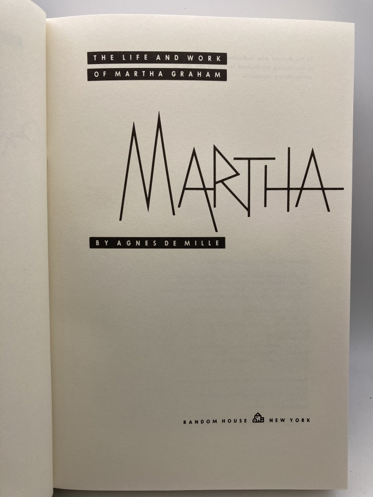 Martha: The Life and Work of Martha Graham (signed by Agnes de Mille)